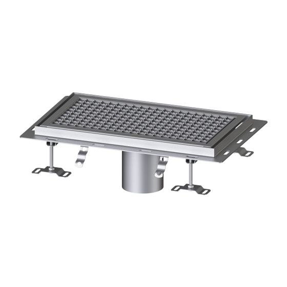 Kessel Kastenrinne Ferrofix, DN 125, 300x550mm, mit Fliesenanschlusswinkel, Edelstahl, Silber