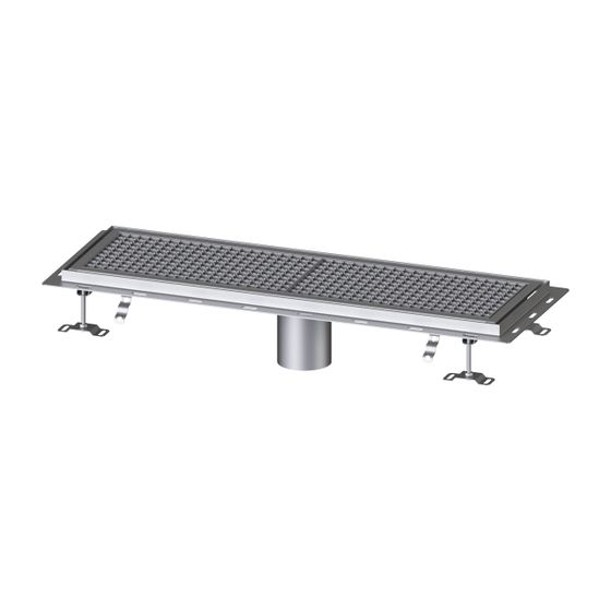 Kessel Kastenrinne Ferrofix, DN 125, 300x1.050mm, mit Fliesenanschlusswinkel, Edelstahl, Silber
