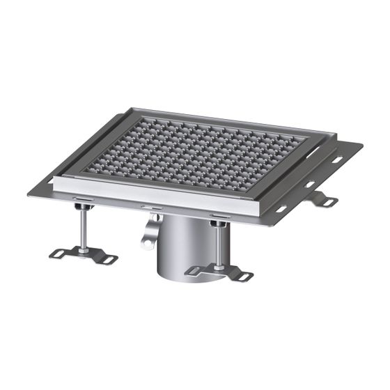 Kessel Bodenwanne Ferrofix, DN 125, 350x350mm, mit Fliesenanschlusswinkel, Edelstahl, Silber