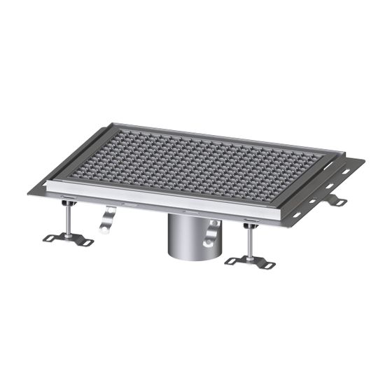 Kessel Kastenrinne Ferrofix, DN 125, 400x550mm, mit Fliesenanschlusswinkel, Edelstahl, Silber