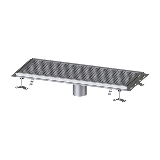 Kessel Kastenrinne Ferrofix, DN 125, 400x1.050mm, mit Fliesenanschlusswinkel, Edelstahl, Silber