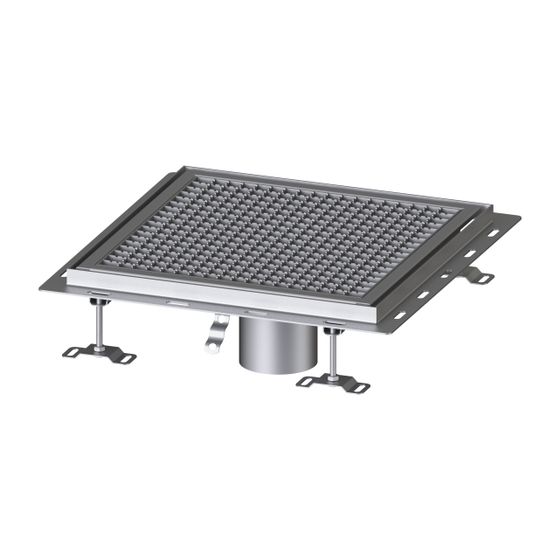Kessel Bodenwanne Ferrofix, DN 125, 500x500mm, mit Fliesenanschlusswinkel, Edelstahl, Silber