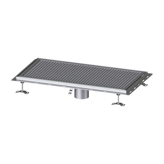 Kessel Bodenwanne Ferrofix, DN 125, 1.000x500mm, mit Fliesenanschlusswinkel, Edelstahl, Silber