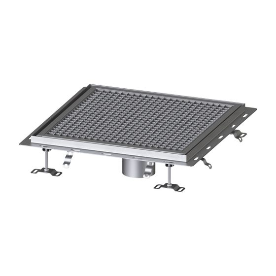 Kessel Bodenwanne Ferrofix, DN 125, 600x600mm, mit Fliesenanschlusswinkel, Edelstahl, Silber