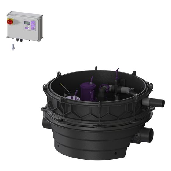 Kessel Rückstauhebeanlage Ecolift XL Duo SPF 1400-S1, max. Fh 7,5m, 28m3/h, vertiefter Einbau, Kunststoff, Schwarz