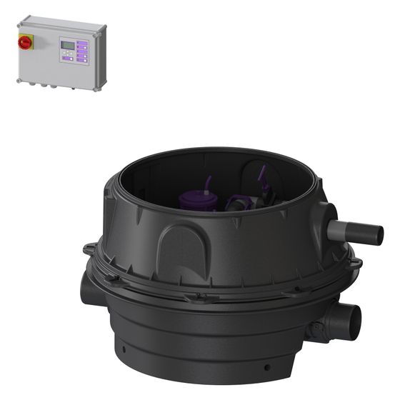 Kessel Rückstauhebeanlage Ecolift XL Duo SPF 1500-S3, max. Fh 7,5m, 28m3/h, niedrigster Einbau, Kunststoff, Schwarz