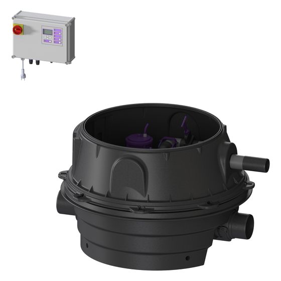 Kessel Rückstauhebeanlage Ecolift XL Duo SPF 1400-S1, max. Fh 7,5m, 28m3/h, niedrigster Einbau, Kunststoff, Schwarz