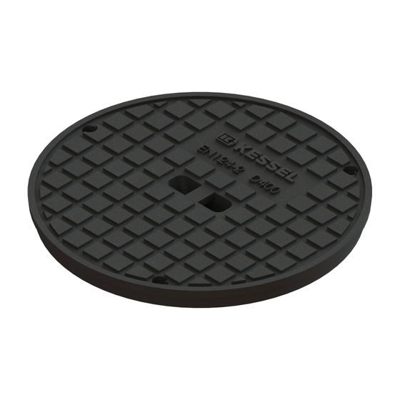 Kessel Abdeckplatte für Hof- und Parkdeckablauf, Klasse D, 395mm, Grauguss, Schwarz, 680313