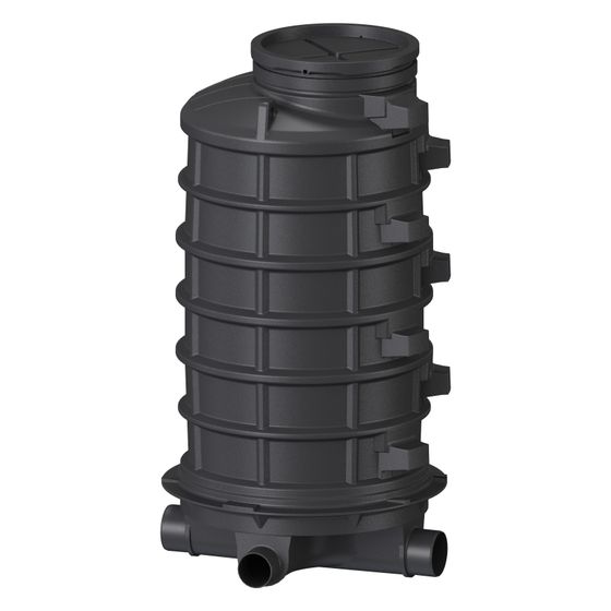 Kessel Standardschacht GT LW1000, 2.070mm, DN 150/200, 1 Zulauf, 90 Grad, Polyethylen