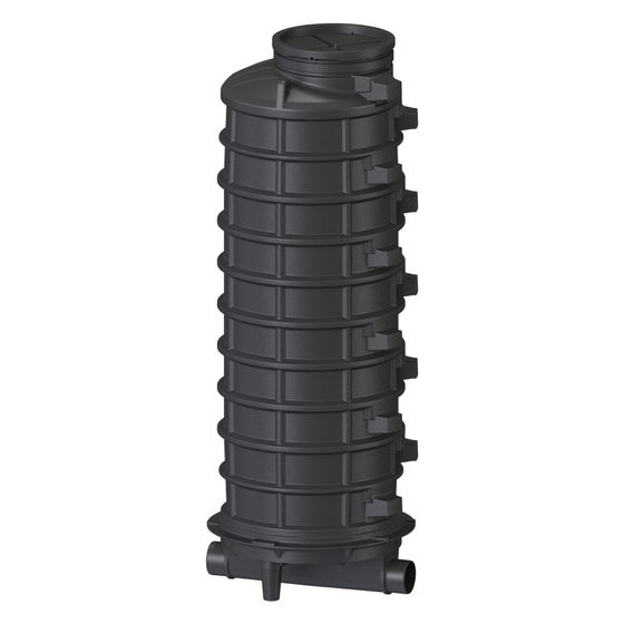 Kessel Standardschacht GT LW1000, DN 150/200 1 Zulauf links 90 Grad, 3.070mm, Polyethylen