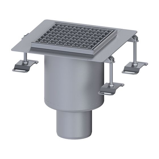 Kessel Ablaufkörper Ferrofix KF15, DN 100, 206x206mm, Edelstahl, L 15