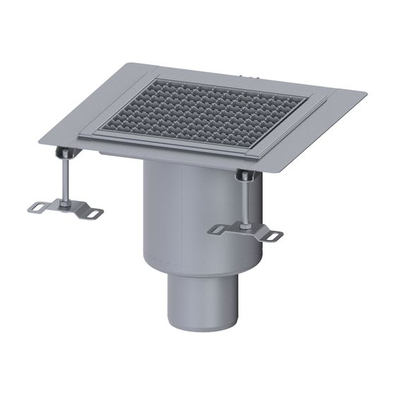 Kessel Bodenablauf Ferrofix KF15, DN 100, senkrecht, 300x300mm, 2,5l/s, L 15mm, Edelstahl