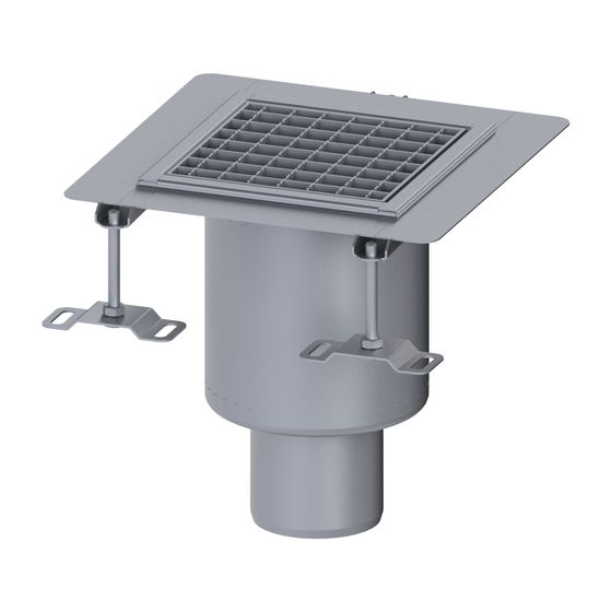 Kessel Bodenablauf Ferrofix KF6, DN 100, senkrecht, 230x230mm, 2,5l/s, L 15mm, Edelstahl