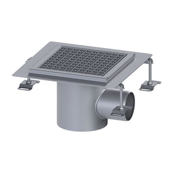 Kessel Bodenablauf Ferrofix KF15, DN 100, waagerecht 300x300mm, 2,5l/s, L 15mm, Edelstahl