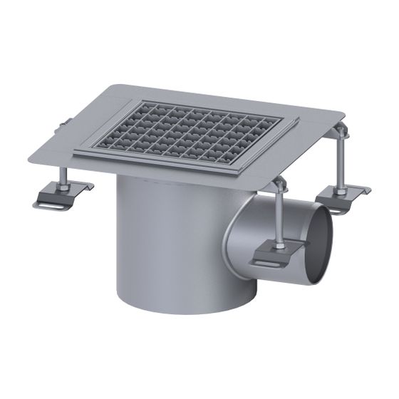 Kessel Bodenablauf Ferrofix KF6, DN 100, waagerecht, 230x230mm, 2,5l/s, L 15mm, Edelstahl
