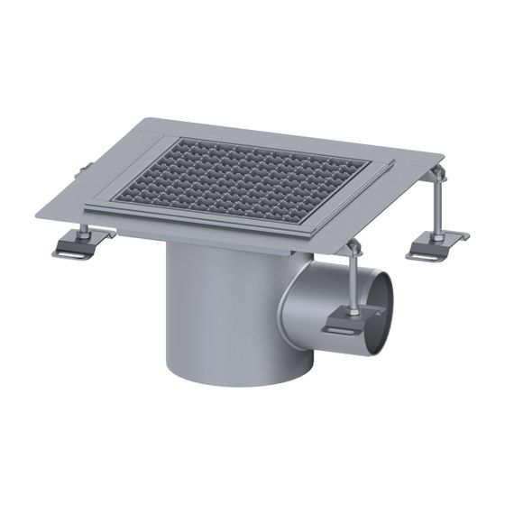 Kessel Bodenablauf Ferrofix KF6, DN 100, waagerecht, 300x300mm, 2,5l/s, L 15mm, Edelstahl
