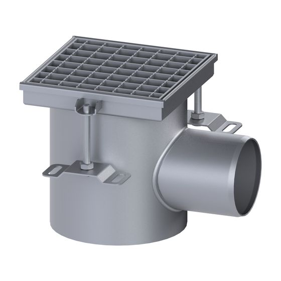 Kessel Bodenablauf Ferrofix, DN 100, waagerecht, 206x206mm, 2,5l/s, L 15mm, Edelstahl