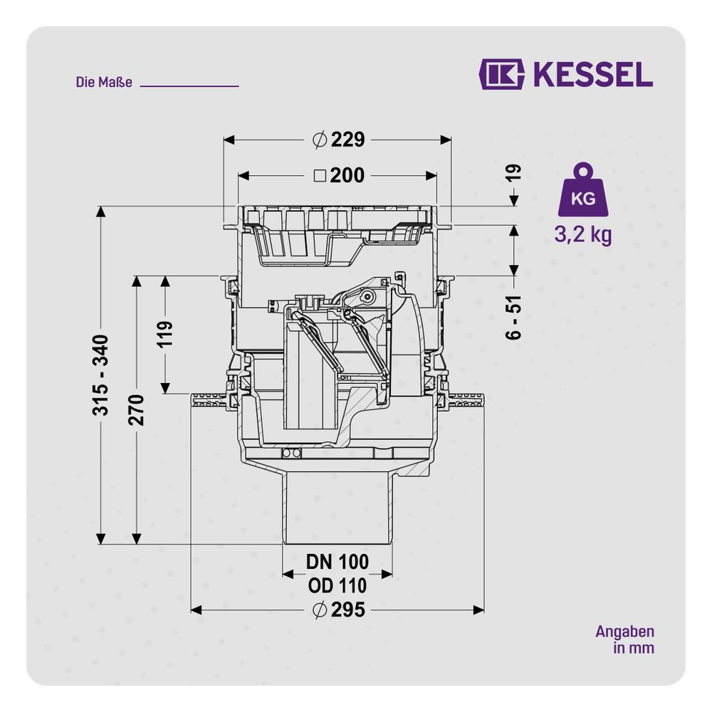 Kessel Kellerablauf Universale Plus, Schwarz, mit Rückstauverschluss, Auslauf senkrecht... KESSEL-27631 4026092096864 (Abb. 2)
