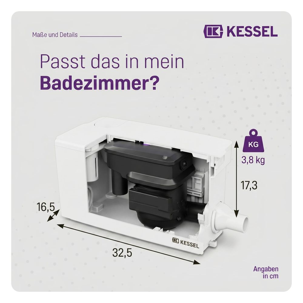 Kessel Kleinhebeanlage Minilift S GTF 250-S3, 230V, 6,5m3/h, Weiß... KESSEL-28564 4026092111611 (Abb. 2)