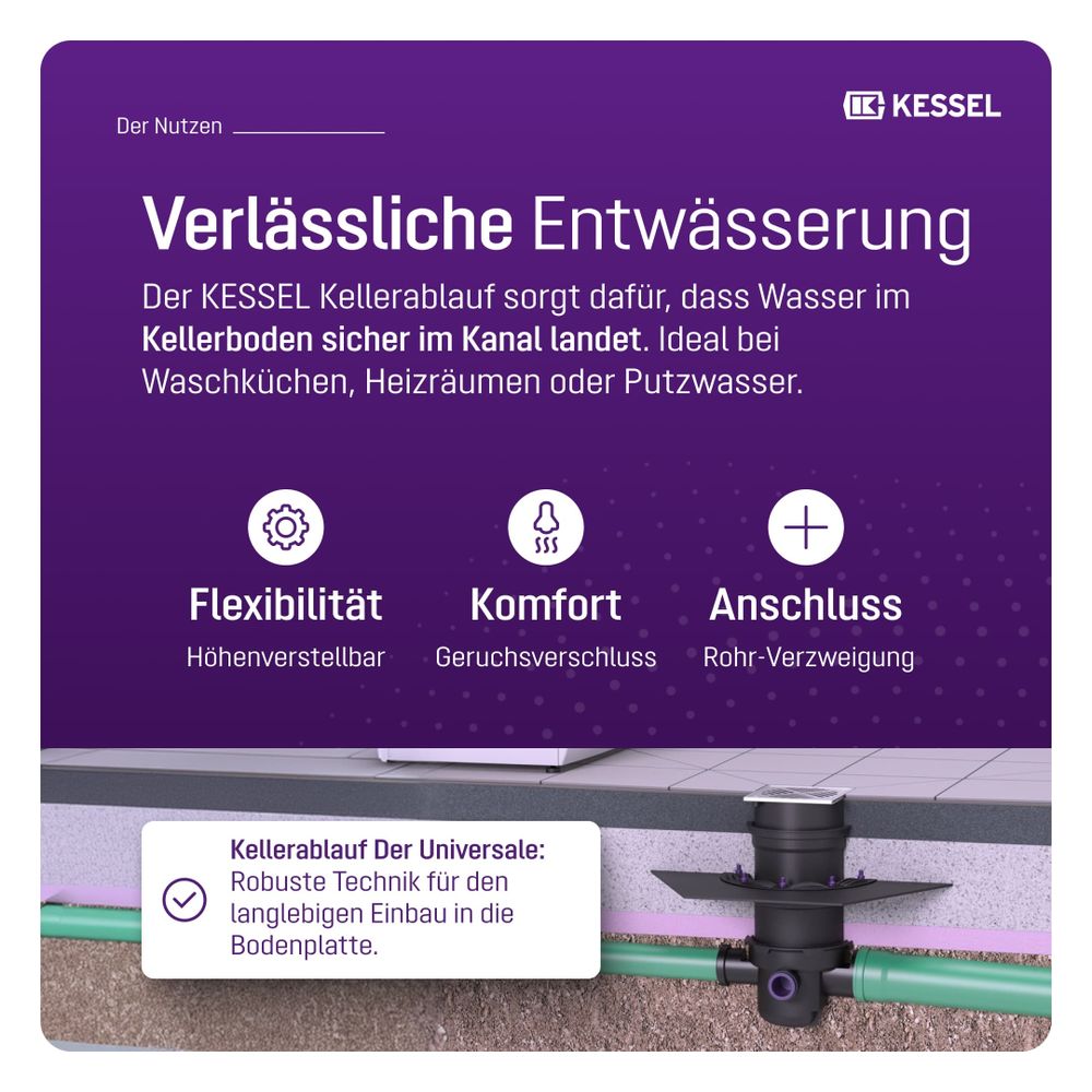 Kessel Kellerablauf DN 100 Klasse K3, Rost Edelstahl... KESSEL-29121 4026092007853 (Abb. 3)