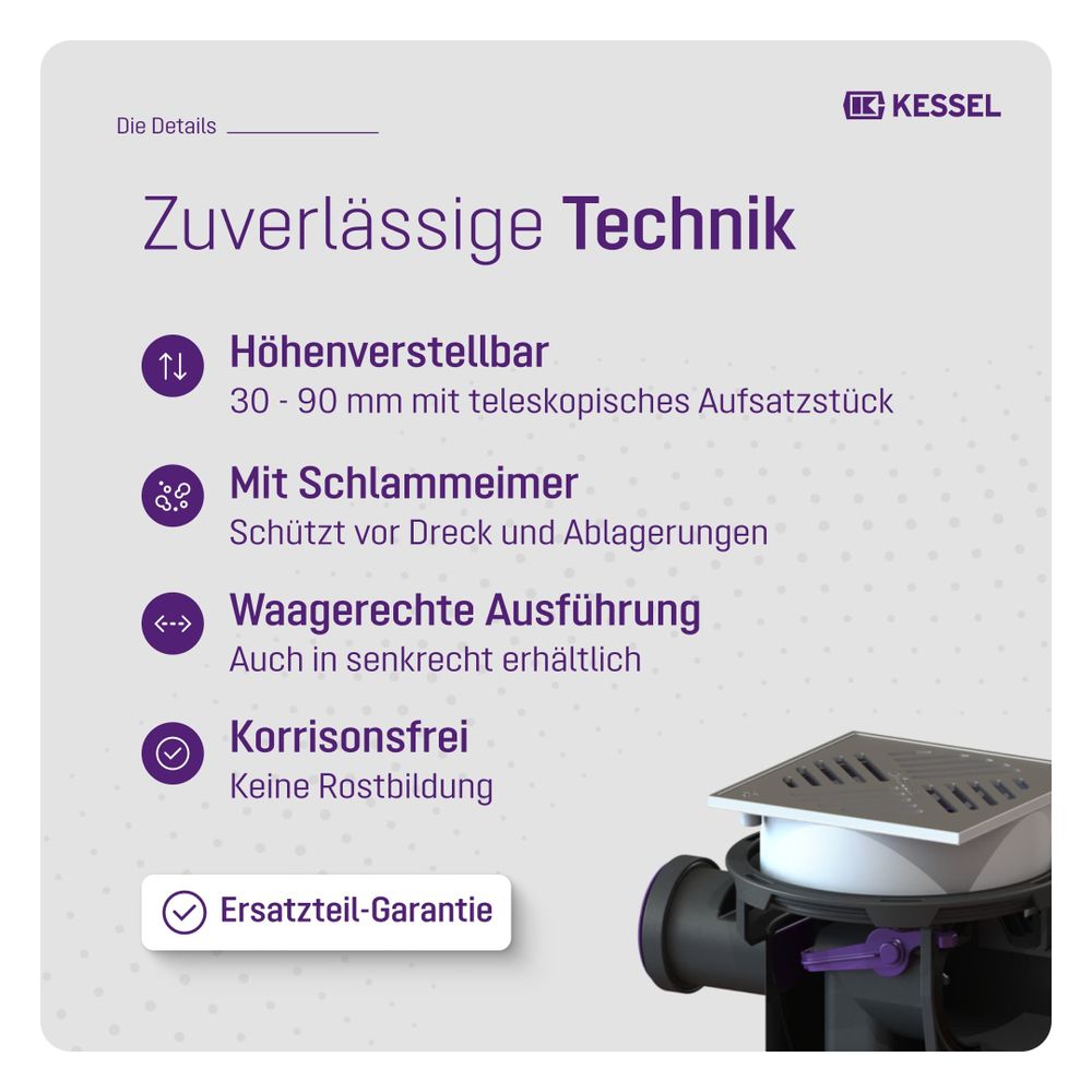 Kessel Kellerablauf DN 100 Klasse K3, Rost Edelstahl... KESSEL-29121 4026092007853 (Abb. 4)
