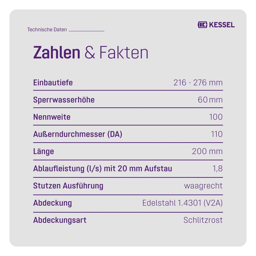 Kessel Kellerablauf DN 100 Klasse K3, Rost Edelstahl... KESSEL-29121 4026092007853 (Abb. 6)