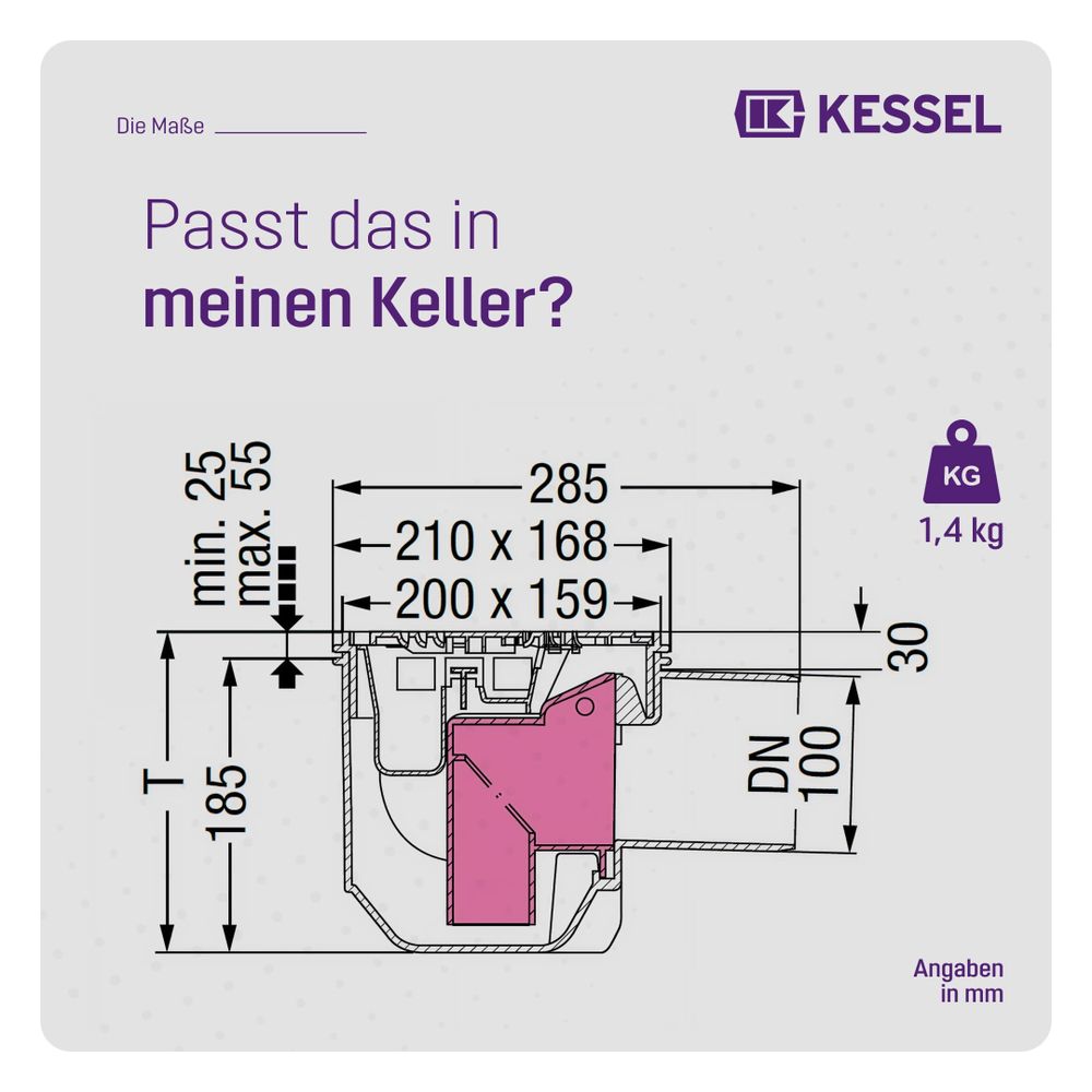 Kessel Kellerablauf DN 100, 200mm, Rost Schwarz, 33101... KESSEL-33101 4026092007860 (Abb. 2)