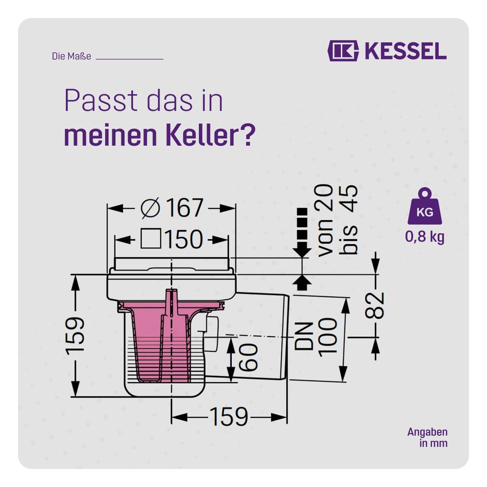 Kessel Kellerablauf DN 100, 150mm, Rost Schwarz, 36501... KESSEL-36501 4026092007877 (Abb. 2)