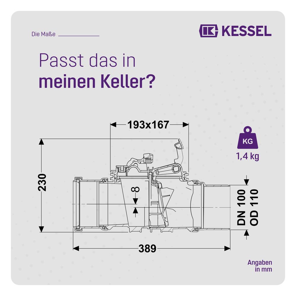 Kessel Rückstauverschluss Staufix, DN 100 Typ 1, freiliegend... KESSEL-720100 4026092076033 (Abb. 2)