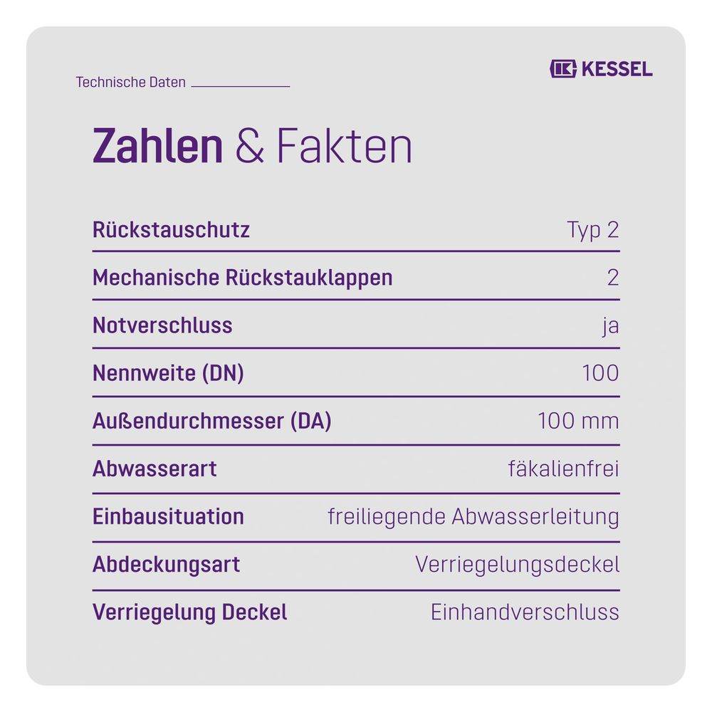 Kessel Rückstauverschluss Staufix, DN 100 Typ 2, freiliegend... KESSEL-730100 4026092076354 (Abb. 6)
