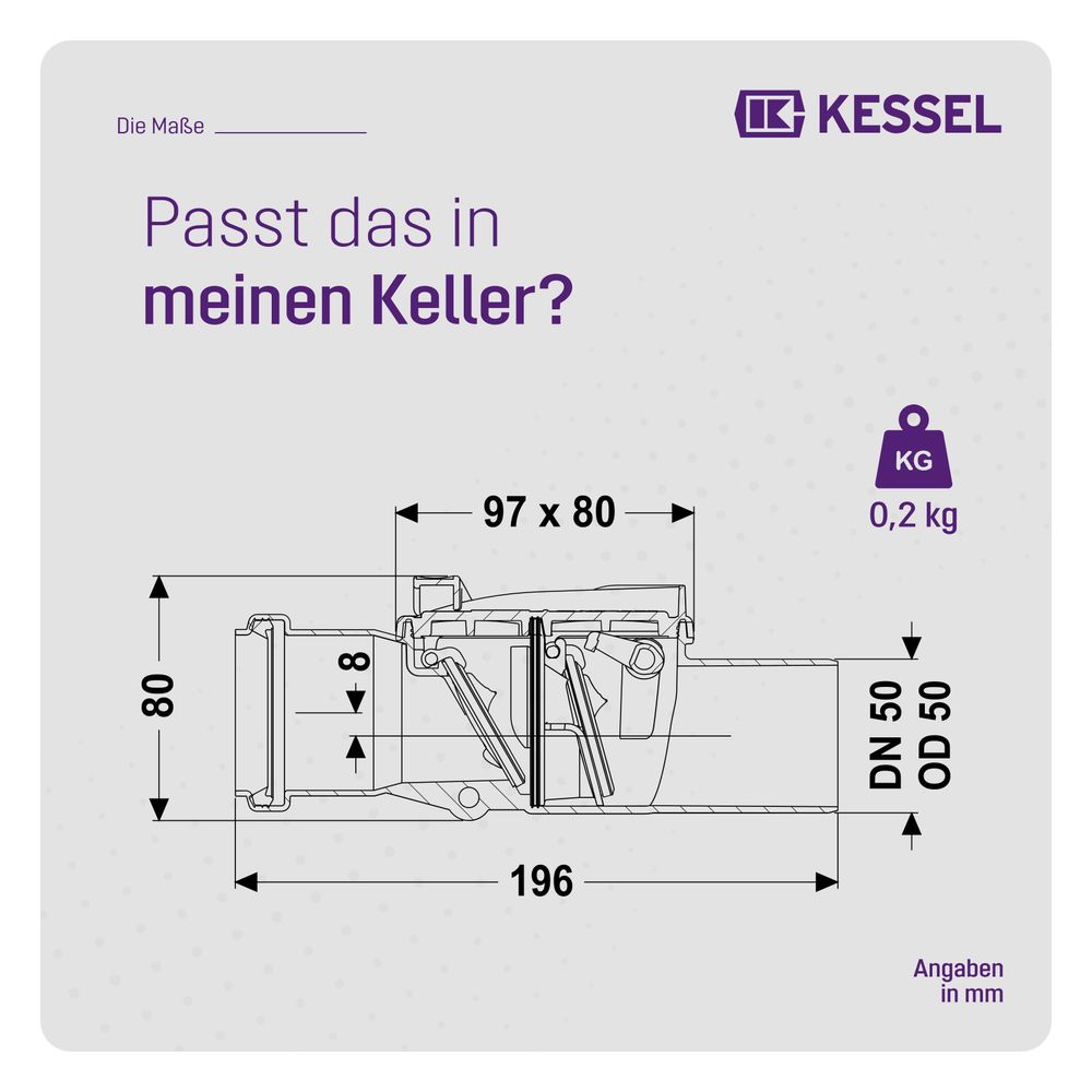 Kessel Rückstauverschluss Staufix DN 50 Typ 2... KESSEL-73050 4026092027394 (Abb. 2)