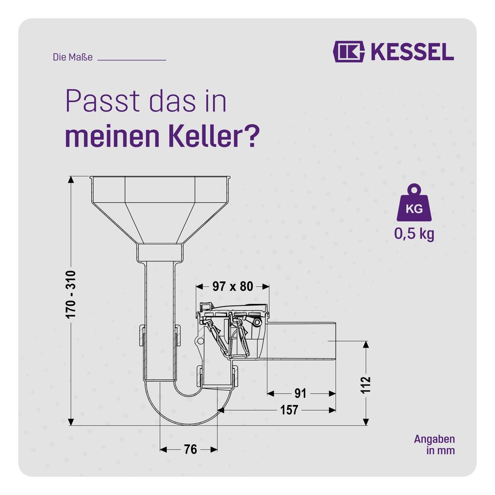 Kessel Rückstauverschluss Staufix Siphon DN 50 Einlauftrichter Typ 5... KESSEL-73053 4026092027622 (Abb. 2)