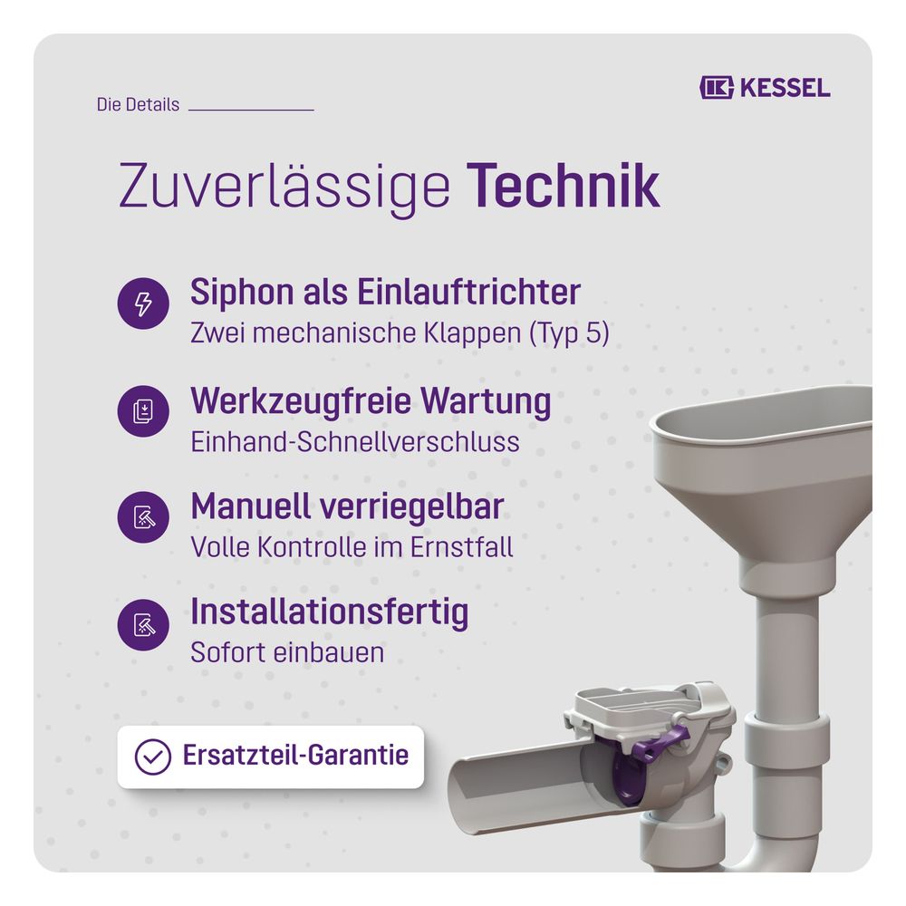 Kessel Rückstauverschluss Staufix Siphon DN 50 Einlauftrichter Typ 5... KESSEL-73053 4026092027622 (Abb. 4)