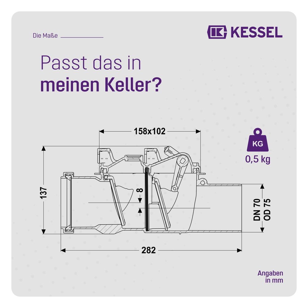 Kessel Rückstauverschluss Staufix DN 70 Typ 2... KESSEL-73070 4026092039403 (Abb. 2)