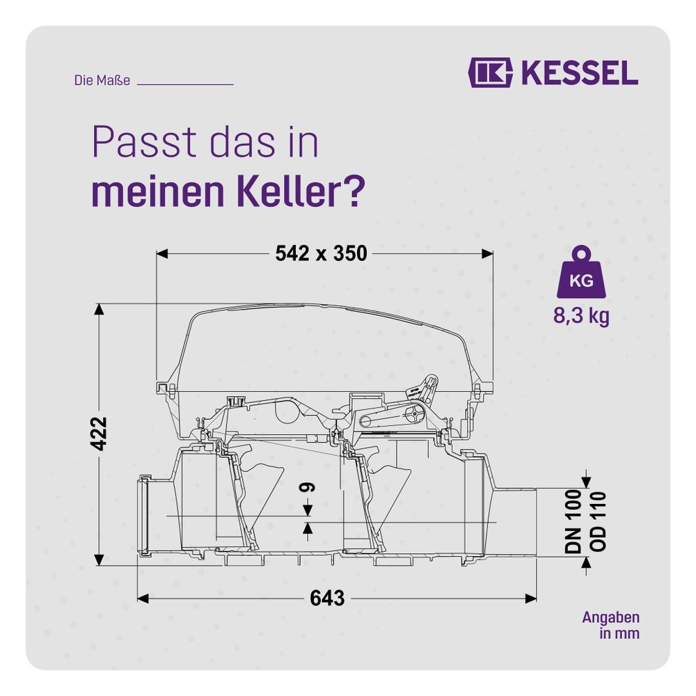 Kessel Rückstauverschluss Staufix, SWA DN 100, freiliegend... KESSEL-73100.10 4026092003909 (Abb. 2)