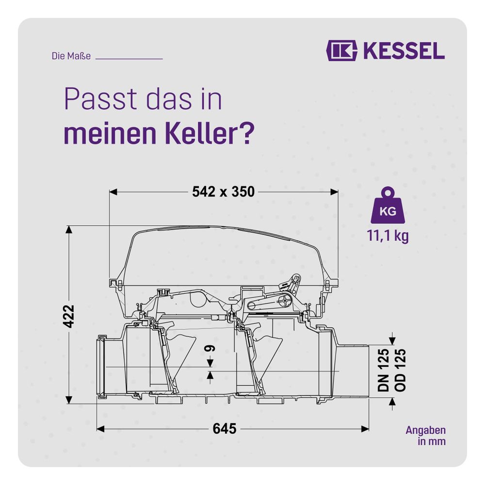 Kessel Rückstauverschluss Staufix, SWA DN 125, freiliegend... KESSEL-73125.10 4026092003930 (Abb. 2)