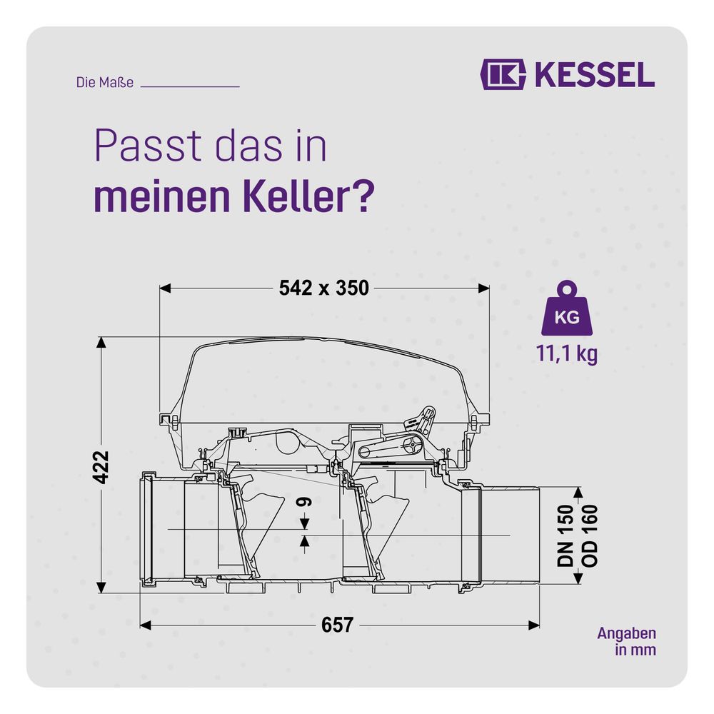 Kessel Rückstauverschluss Staufix, SWA DN 150, freiliegend... KESSEL-73150.10 4026092003961 (Abb. 2)
