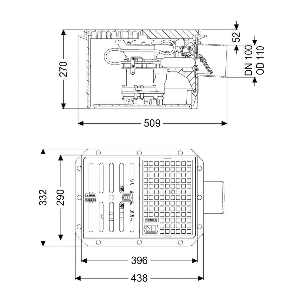 Kessel Rückstaupumpanlage Pumpfix S DN 100 niedrigster Einbau, Schlitzrost... KESSEL-280450 4026092085530 (Abb. 2)