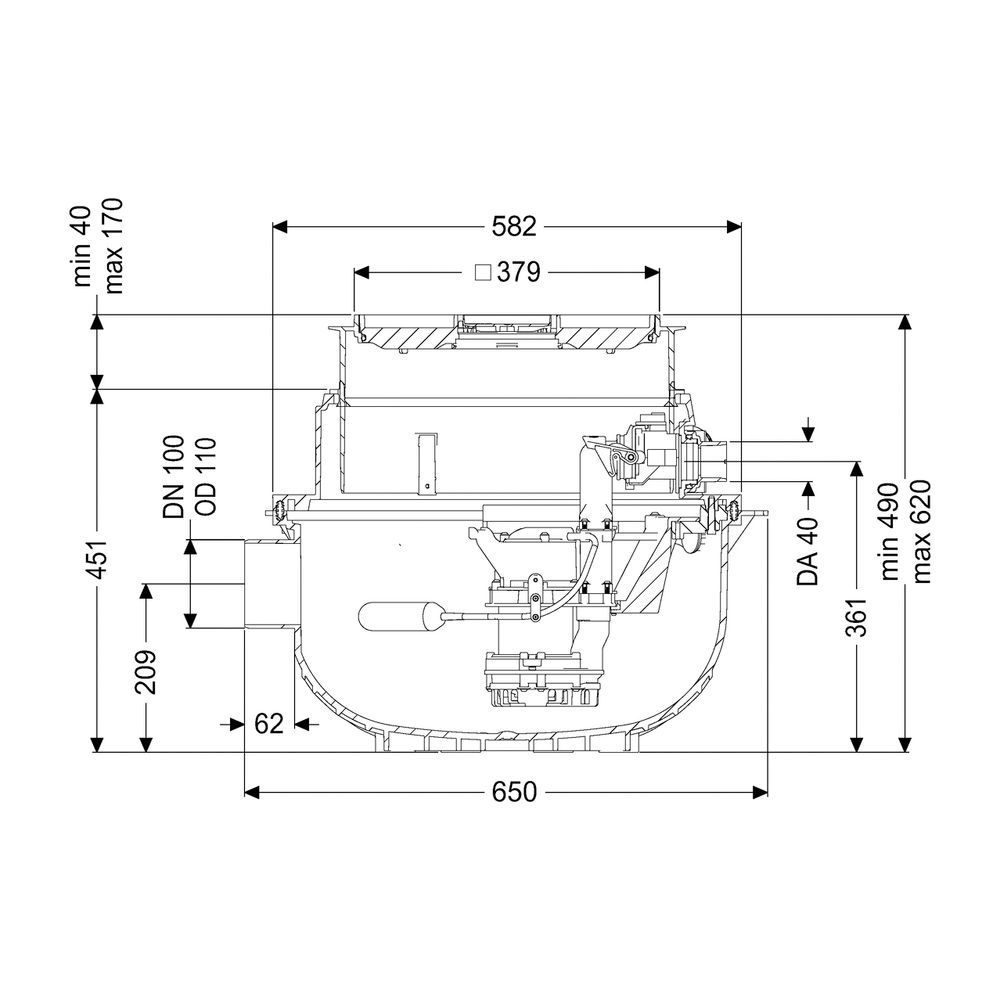 Kessel Hebeanlage Aqualift S Compact Mono GTF500 resistant, Bodenplatte, befliesbar... KESSEL-280500XC 4026092082591 (Abb. 2)