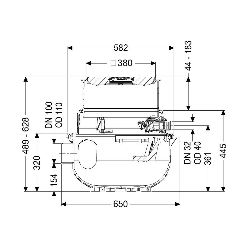 Kessel Rohbaukit Aqualift S GTF 500 Duo, 490-620mm, DN 100, PE, Schwarz... KESSEL-280510S-RBK 4026092106921 (Abb. 2)