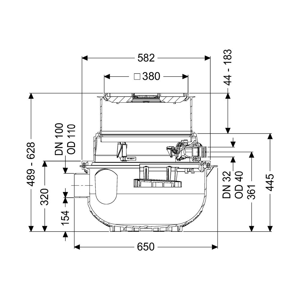 Kessel Rohbaukit Aqualift M Underfloor GTF 1200 Duo, 490-620mm, 65L, Schwarz... KESSEL-280511X-RBK 4026092106976 (Abb. 2)