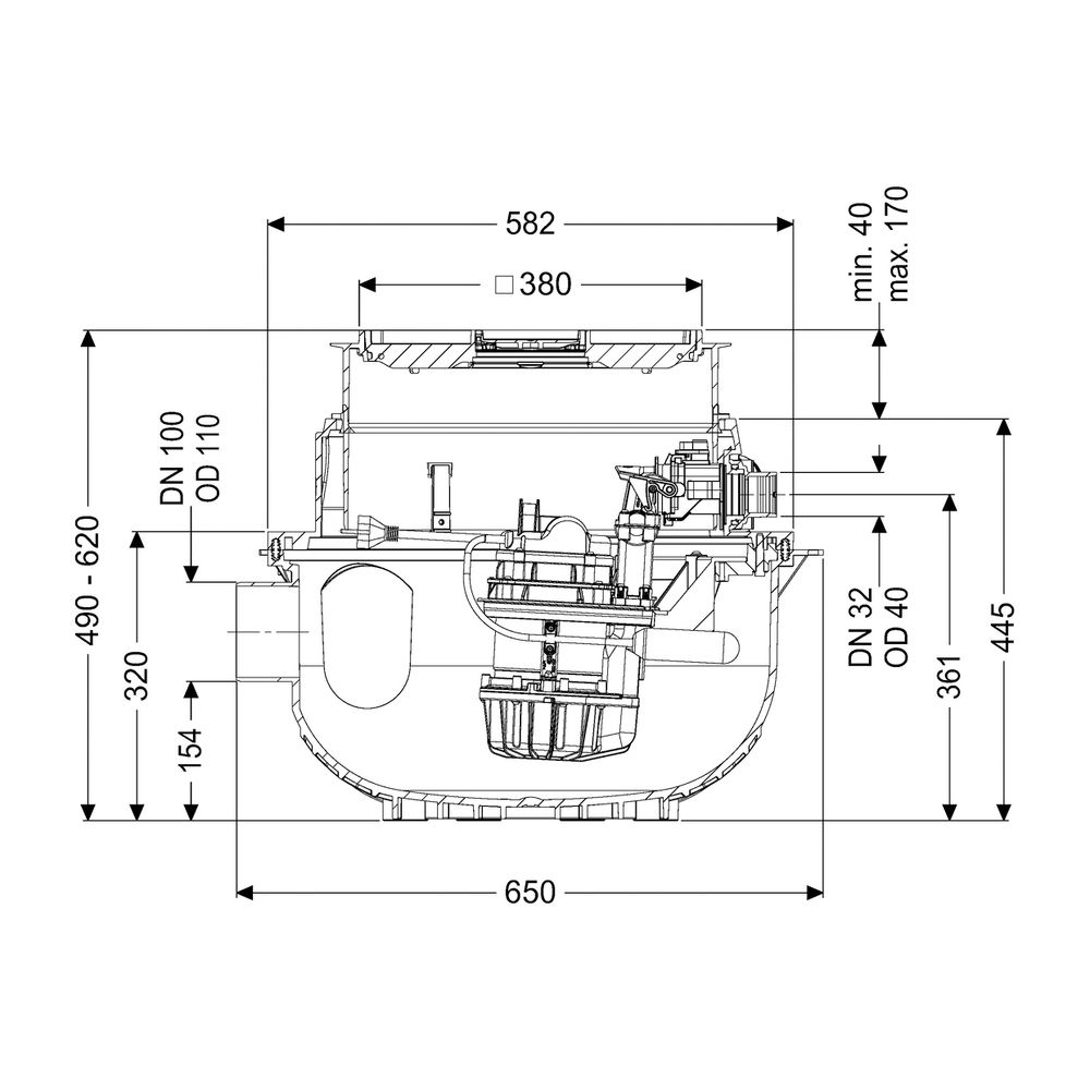 Kessel Hebeanlage Aqualift S Compact Mono GTF 1200 resistent, Bodenplatte, befliesbar... KESSEL-281200XC 4026092093702 (Abb. 2)