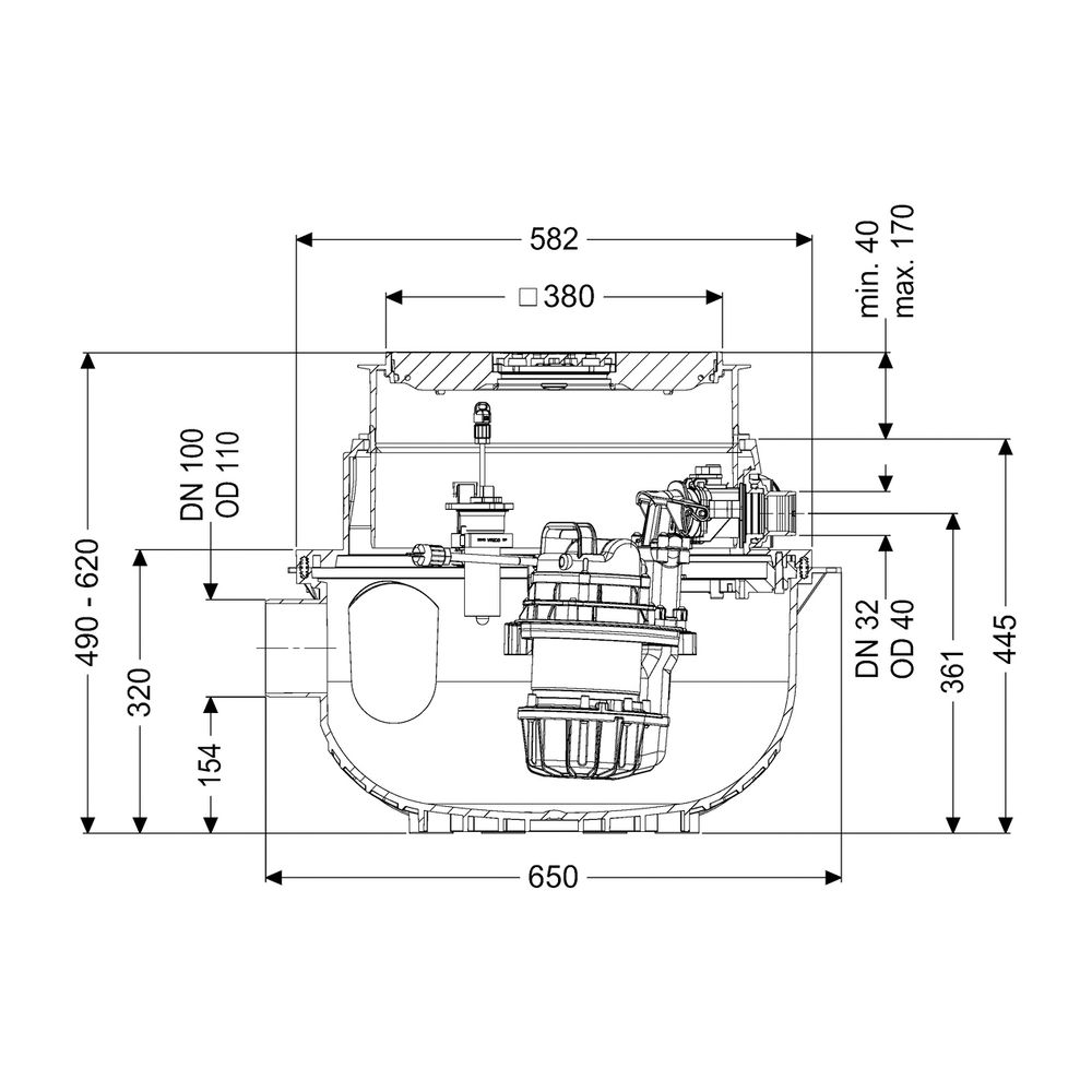 Kessel Hebeanlage Aqualift S Compact Duo GTF 1200 resistent, Bodenplatte, Schwarz... KESSEL-281230SC 4026092093740 (Abb. 2)