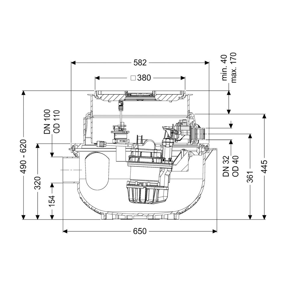 Kessel Hebeanlage Aqualift S Compact Tronic GTF 1200 resistent, Bodenplatte, befliesba... KESSEL-281250XC 4026092093726 (Abb. 2)