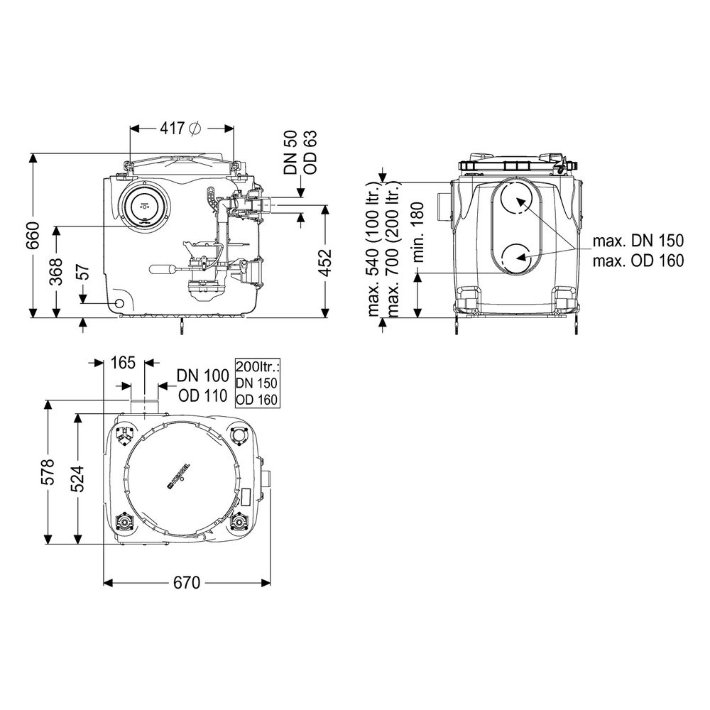 Kessel Hebeanlage Aqualift 100 Mono GTF 600, DN 100/50, max. Förderhöhe 8m, Kunststoff, ... KESSEL-28511C 4026092112984 (Abb. 2)