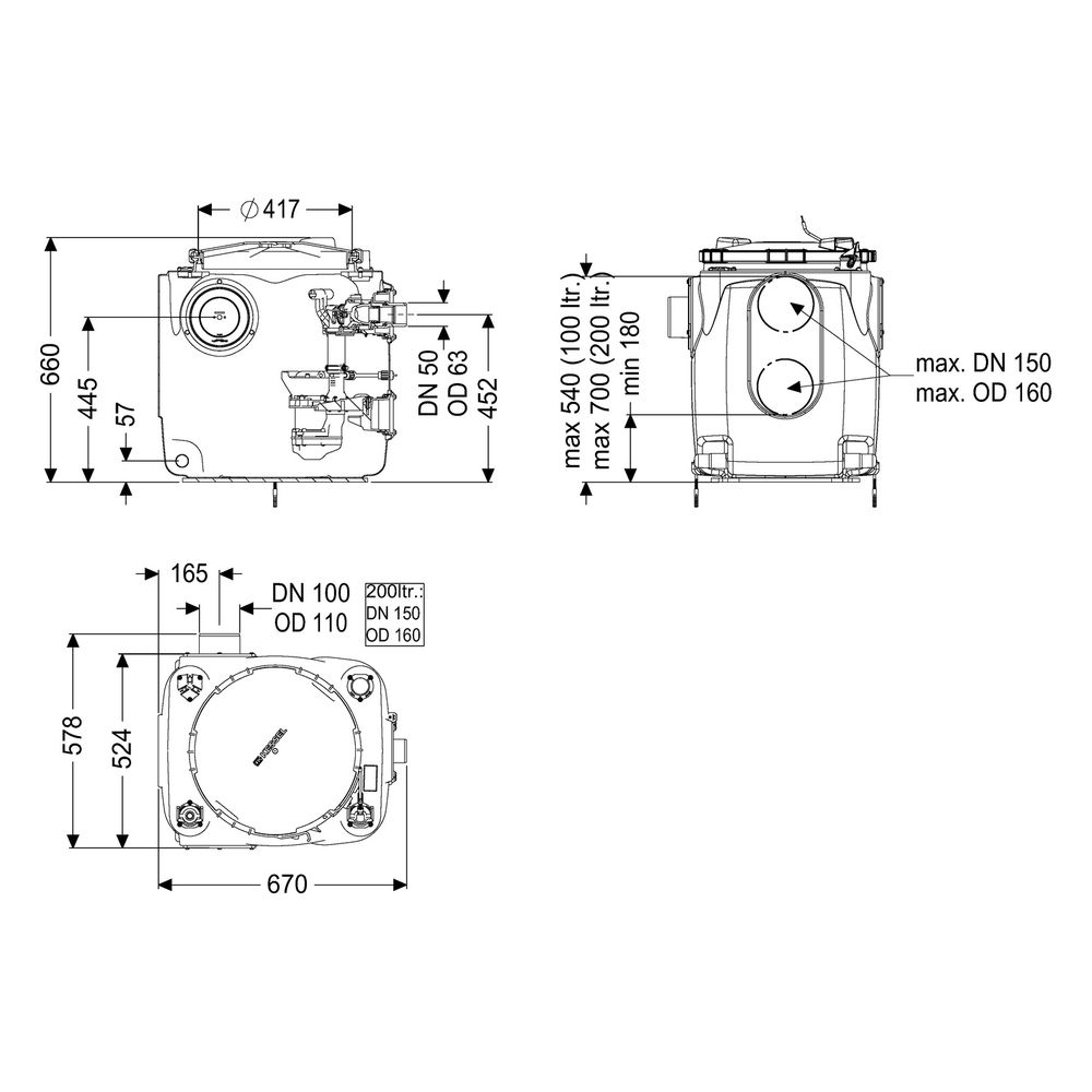 Kessel Hebeanlage Aqualift 100 Duo GTF 600, 12m3/h 8m 230V, max. Förderhöhe 8m, Kunststo... KESSEL-28515C 4026092113028 (Abb. 2)
