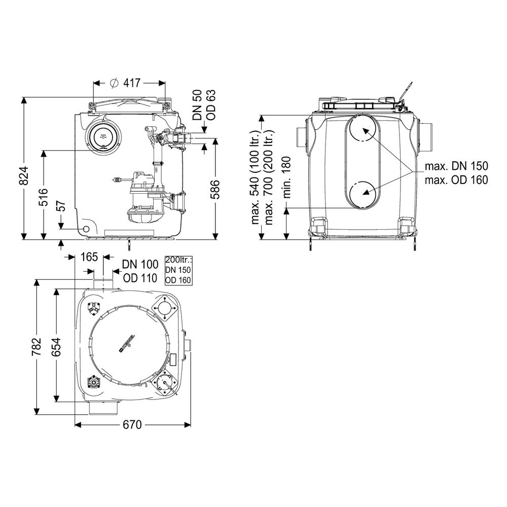 Kessel Hebeanlage Aqualift 200 Duo GTF 1250 resistent, 20m3/h, max. Förderhöhe 11m, Kuns... KESSEL-28518C 4026092113059 (Abb. 2)
