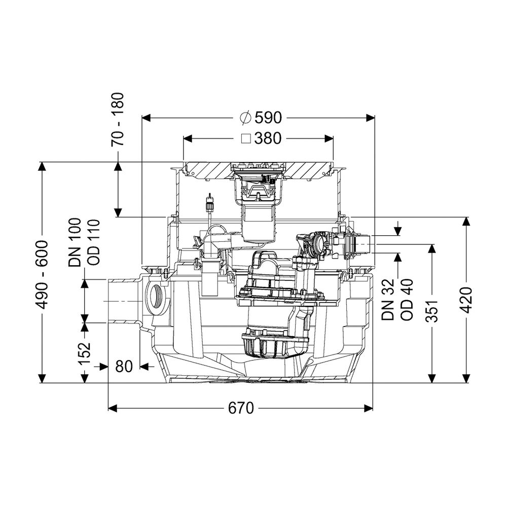 Kessel Hebeanlage Aqualift F Compact Duo SPZ 1000 resistent, Bodenplatte, Schwarz... KESSEL-28704SC 4026092093672 (Abb. 2)