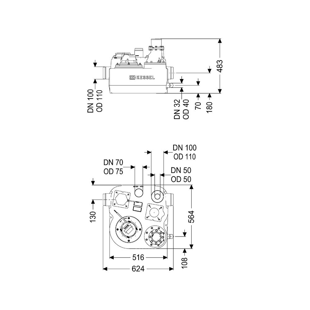 Kessel Hebeanlage Aqualift L Mono SPF 1300, 230V, 32m3/h, max. Förderhöhe 9,2m, Kunststof... KESSEL-28798 4026092074756 (Abb. 2)