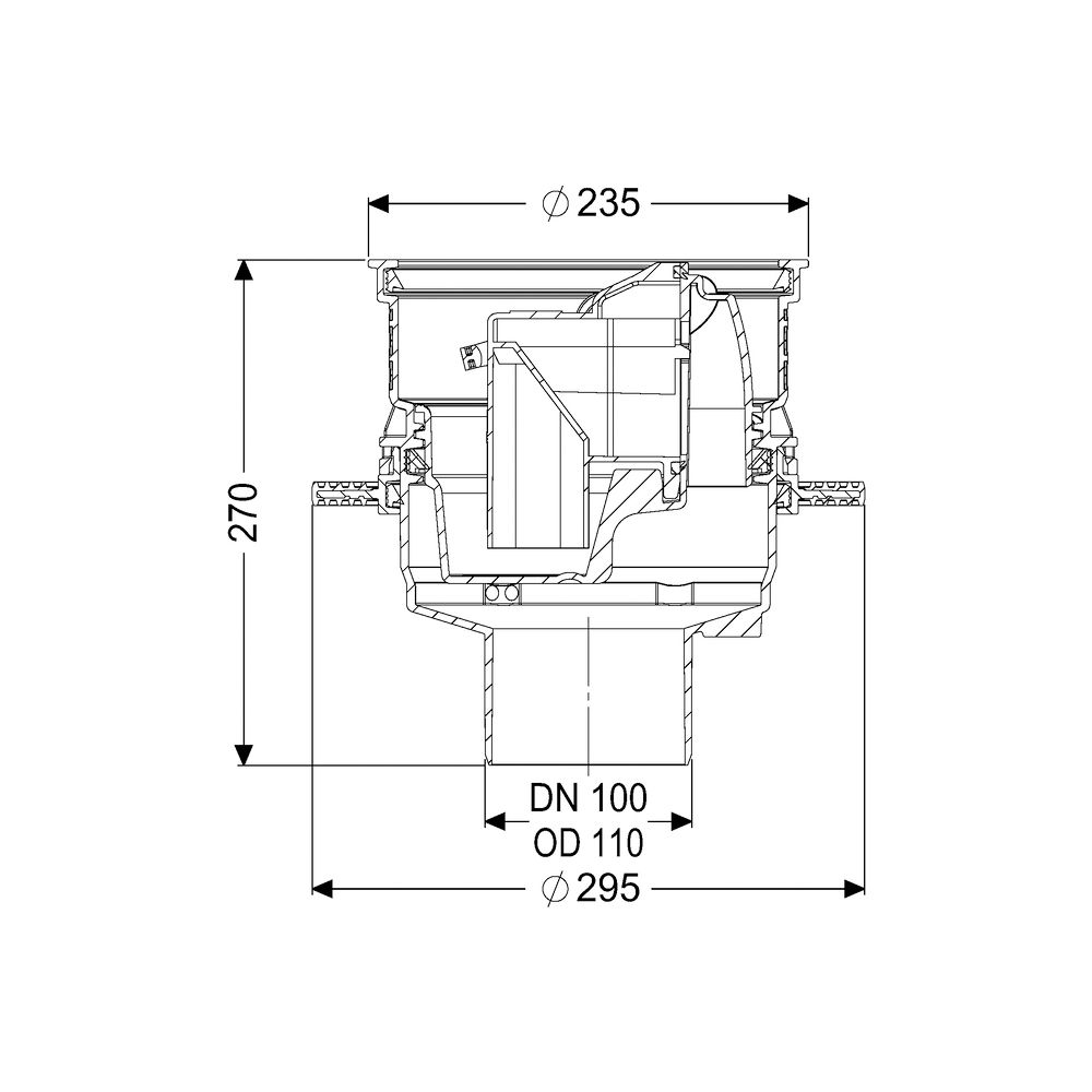 Kessel Grundkörper Universale Plus mit Geruchsverschluss, WU-Flansch werksseitig vormonti... KESSEL-29102 4026092096956 (Abb. 2)